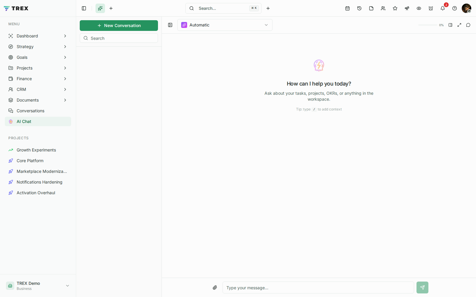 AI Assistant screenshot in TREX