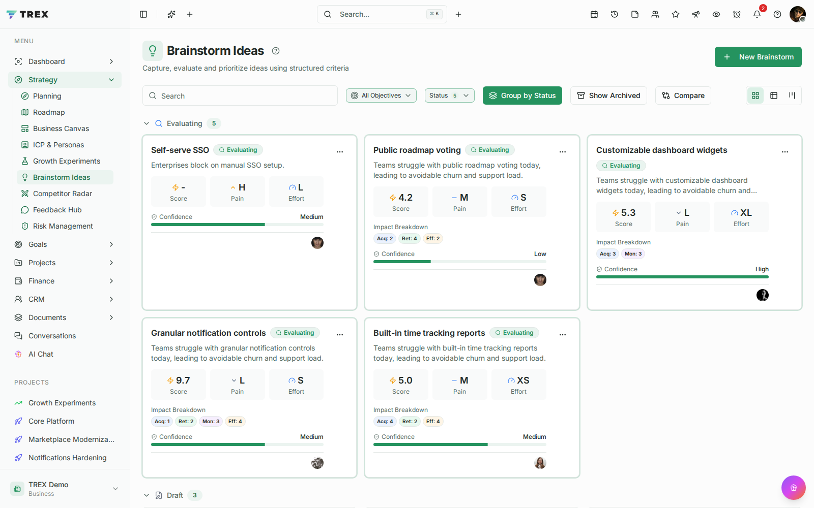 Brainstorms screenshot in TREX