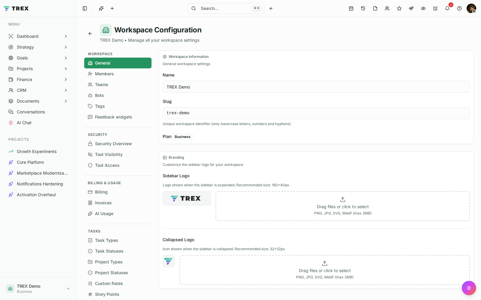 Subscriptions screenshot in TREX